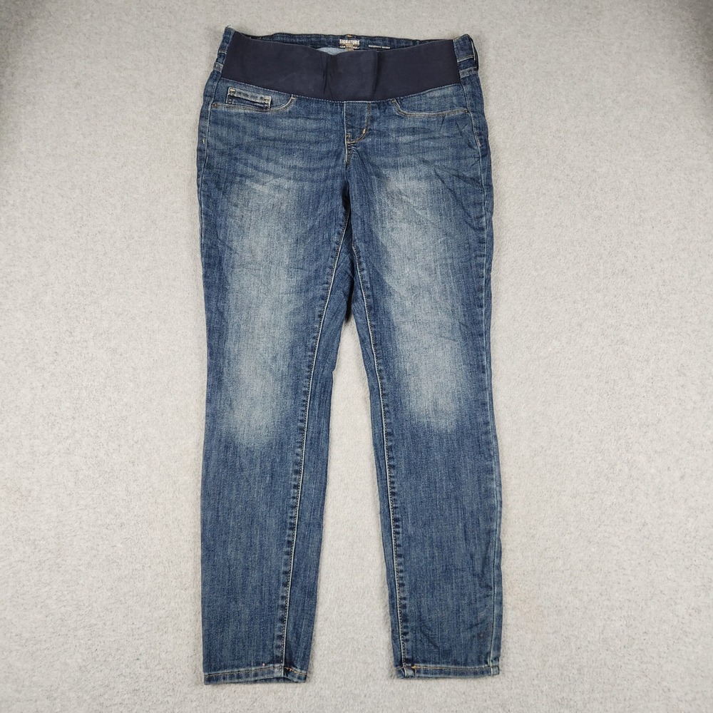 Signature Levi Strauss Maternity Skinny Jeans Womens Medium Blue Denim Cotton